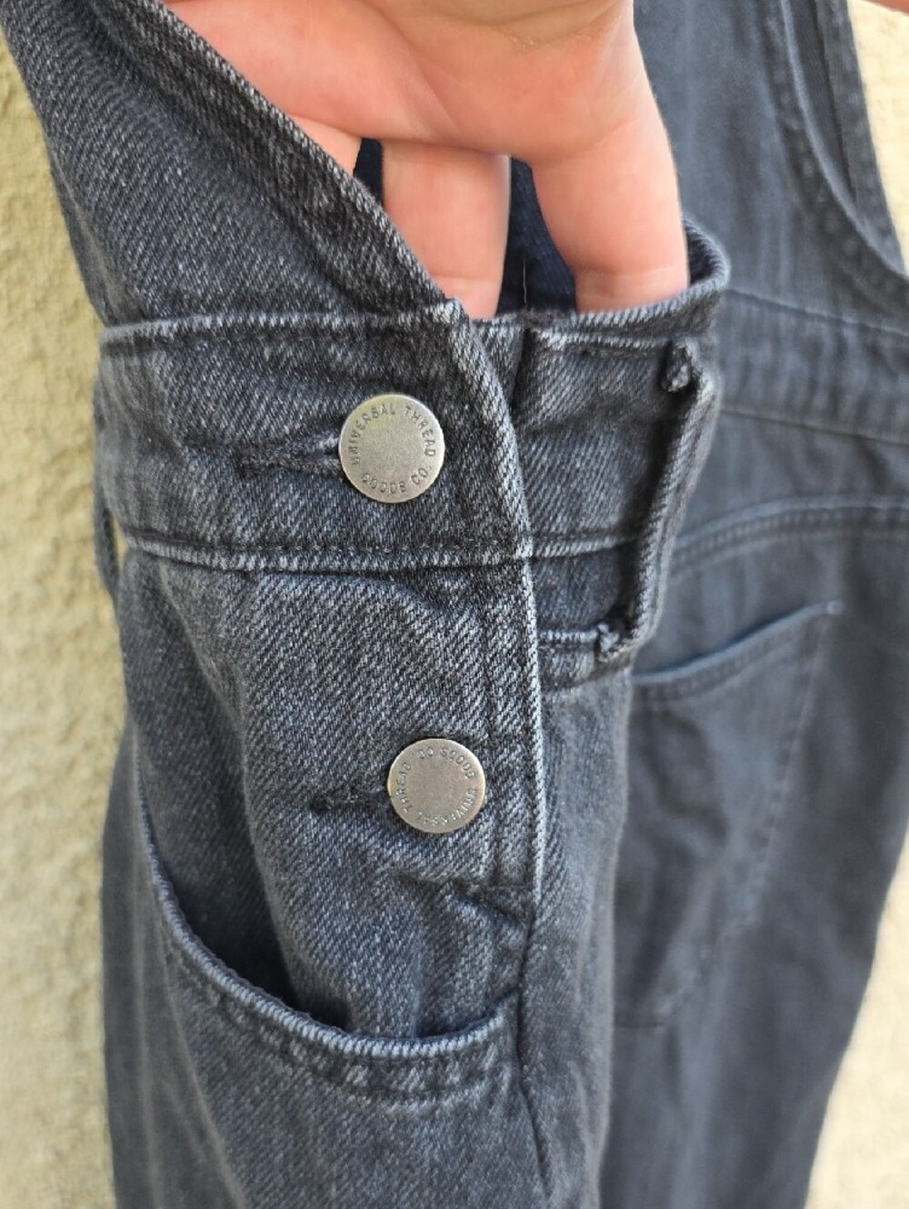 Universal Thread 100% Cotton Black Wash Denim Overalls Size 14 - Picture 10 of 15